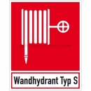 Brandschutzzeichen nach BGV A8 und ASR A 1.3: Wandhydrant - Löschschlauch Typ S (BGV A8 F 03)